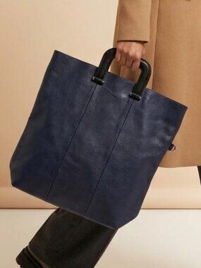 Zara Black Pebbled Oversized Shopper Tote Bag